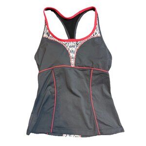 Athleta Torpedo Tankini Top Women's XS Asphalt Gray Orange Racerback Swimsuit